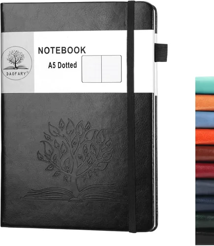 Miniatura 19 de Daofary Cuaderno A5 con rayas de cuero, 160 páginas, diario de 100gsm de papel grueso, tapa dura, con bolsillo, para trabajo, hombres y mujeres, 8.4