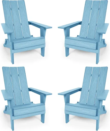 Miniatura 11 de YEFU Adirondack Sillas plegables de gran tamaño: capacidad de peso de 400 libras, sillas Adirondack de plástico, respaldo alto, modernas como
