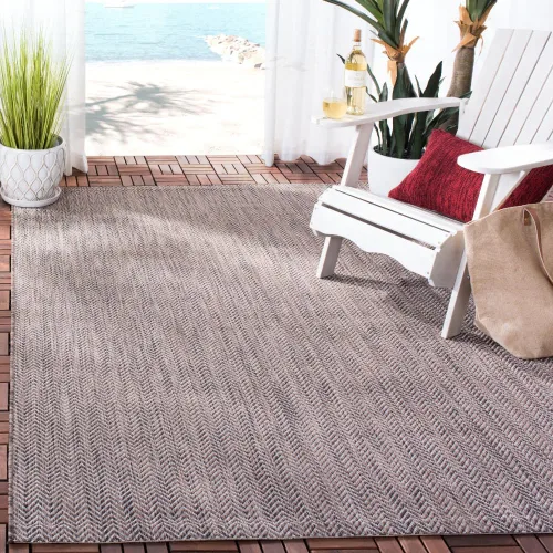 Miniatura 82 de SAFAVIEH Alfombra Lavable para Exteriores Colección Courtyard - Pasillo de 2'3" x 6'7", Azul Marino y Gris, No Desprende Pelusa y Fácil Limpieza