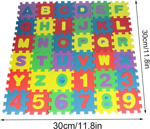 Miniatura 2 de Tapete de rompecabezas de espuma para niños, azulejos de EVA con alfabeto y números, (juego de 36) de 2.0 x 2.0 in entrelazados del alfabeto