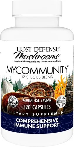Host Defense MyCommunity Cápsulas - Suplemento de Hongos Mezcla de 17 Especies para Apoyo Inmunológico - Ayuda Herbal con Melena de León, Reishi,