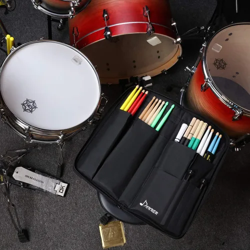 Miniatura 7 de Donner - Porta baquetas de gran capacidad con espesor, bolsa para baquetas, colgante y portátil para baquetas, cepillos y mazos, hasta 12 pares