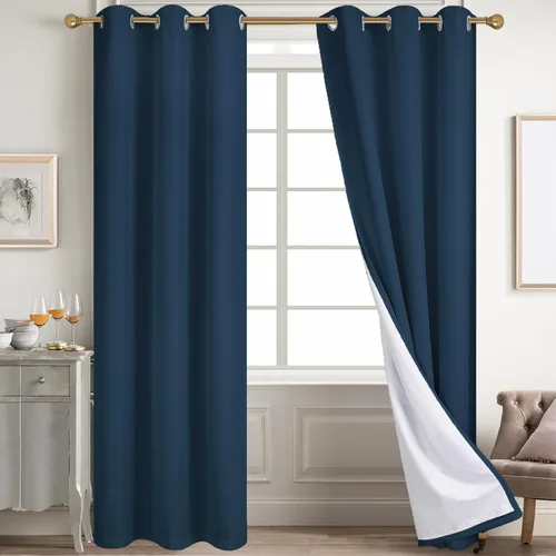 Miniatura 72 de Diraysid Cortinas 100% opacas de lino beige para dormitorio, con ojales, aislamiento térmico, cortinas de oscurecimiento de habitación