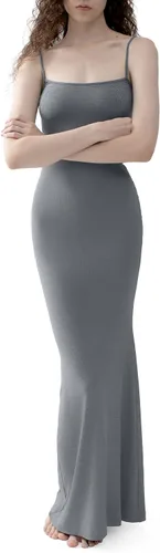PUMIEY Vestido largo sexy sin cordones para mujer, suave y acanalado