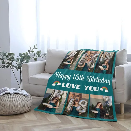 Miniatura 6 de Mantas personalizadas con fotos, mantas de cumpleaños personalizadas, regalos para adultos, niños, niñas, manta de collage de fotos personalizada