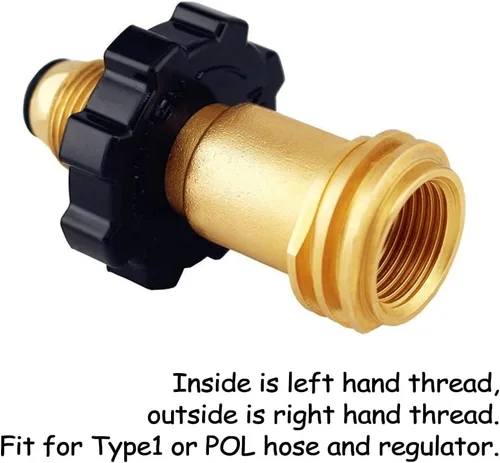 Miniatura 3 de Uenede Adaptador de tanque de propano de latón con llave que convierte la válvula de servicio del tanque POL LP en manguera QCC1/Type1 o Regualtor