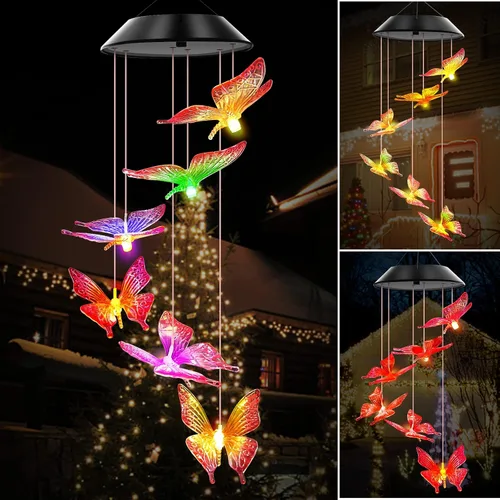 Miniatura 14 de Campanillas de viento solares para exteriores, luces que cambian de color, regalo para mujeres, mamá, abuela, hermana, mejores regalos, campanillas