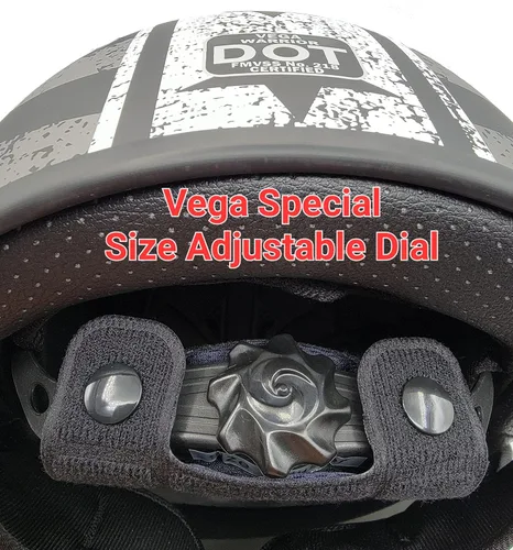 Miniatura 3 de Vega Warrior Casco de media cara para motocicleta con protector solar/Tamaño ajustable DOT Casco de calavera de media cara para bicicleta, crucero