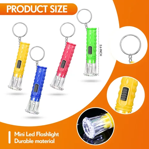 Miniatura 2 de Jexine 100 piezas Mini Linterna Llavero A granel Colores Surtidos Antorcha Llavero Linternas LED Llavero Pequeño Luz de Linterna para Senderismo