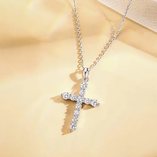 Miniatura 4 de Carleen Yellow Gold Plated Sterling Silver Cubic Zirconia CZ Simulated Diamond Cross Crucifix Pendant Necklace Jewelry Easter Gift for Women Girls