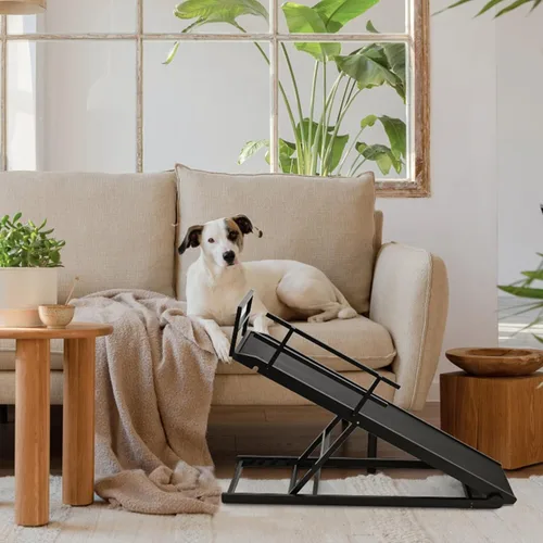 Miniatura 8 de Rampa para perros, rampa plegable de madera ajustable de 5 niveles para cama mediana, sofá, SUV - Alta tracción, rampas portátiles para mascotas