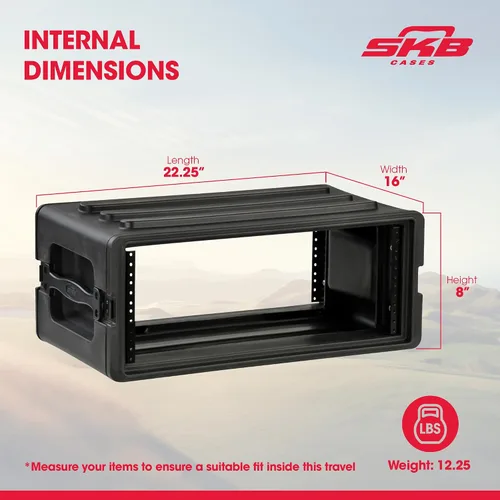 Miniatura 3 de SKB Estuche Roto Rack 4U Poco Profundo – Protector de equipo de polietileno duradero, apilable, impermeable con pestillos giratorios y patas de goma