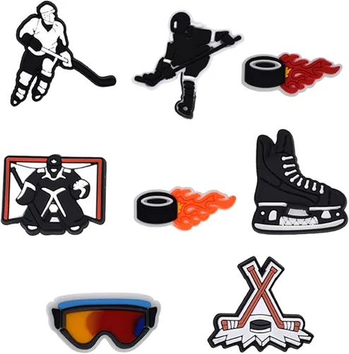 Travel Outdoor Adventure Charm Ice Hockey Sports Shoe Charms Soccer Clog Pins Cute Cartoon PVC Charms Decoration Boys Football Baseball Accessories