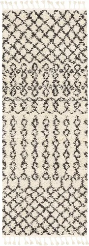 Miniatura 112 de Hauteloom, Duncans - Alfombra de estilo granja de pelo mullido para sala y dormitorio, con borlas - Beige, carbón, gris - 2 pies 7 pulgadas x 7 pies