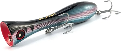 Dr.Fish Topwater Popper Señuelos de pesca de agua salada, 8 pulgadas GT Popper VMC anzuelos agudos señuelos de pesca de surf para Striper Atún