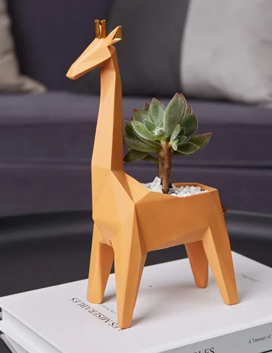 Miniatura 3 de HAUCOZE - Maceta de estatua de jirafa para suculentas, escultura animal de 9.3 pulgadas Decoración moderna, regalo para el hogar, sala de estar