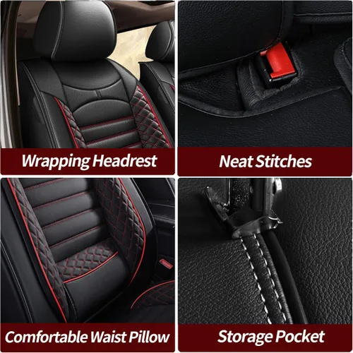 Miniatura 6 de Fundas de asiento de auto para Ford Fusion 2010-2020: juego completo de fundas protectoras de asiento impermeables de piel sintética compatible