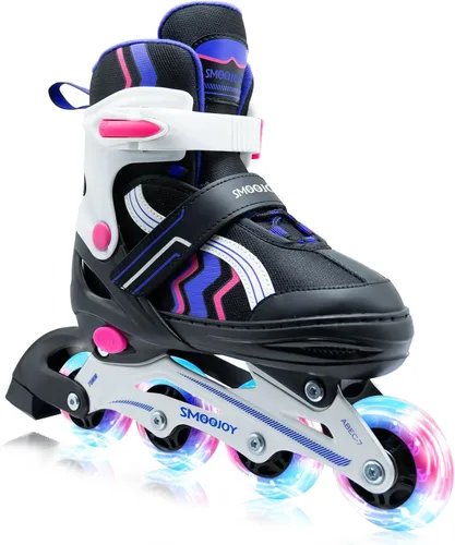 Miniatura 9 de Inline Skates for Kids 4 Size Adjustable Light-Up Wheels Aluminum Frame Black Rose Red Blade Skate for Boys and Girls S, M, L Sizes, Ages 5-8, 6-12