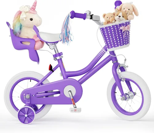 Miniatura 13 de KORIMEFA Bicicleta para niñas de 2 a 12 años, 12, 14, 16, 20 pulgadas, bicicleta para niños pequeños con ruedas de entrenamiento, bicicleta