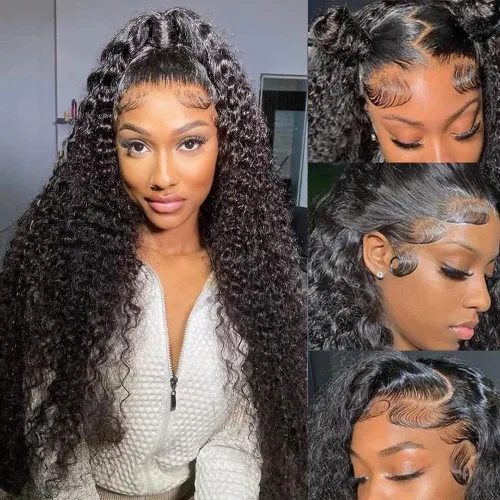 Miniatura 11 de 13x4 Deep Wave Lace Front Wigs Human Hair Pre Plucked 200 Density HD Transparent Lace Front Wigs Human Hair with Baby Hair Deep Curly Wigs Human