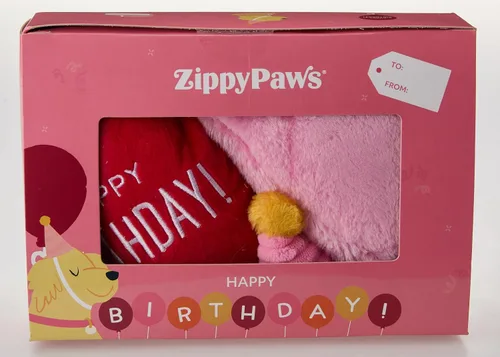 Miniatura 4 de ZippyPaws Caja de cumpleaños – Juguetes chirriantes para mantenerlos ocupados, peluche divertido de comida para perros pequeños, medianos y grandes