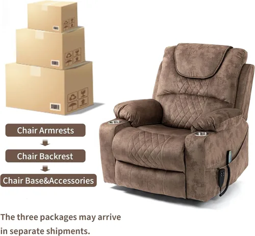 Miniatura 6 de Silla reclinable eléctrica de gran tamaño para personas grandes y altas, silla reclinable eléctrica grande de 25 pulgadas con masaje y calefacción