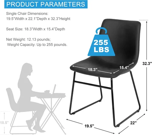 Miniatura 3 de SUPER DEAL Juego de 2 sillas de comedor para cocina y comedor de 18.3 pulgadas, estilo de mediados de siglo, modernas, de piel sintética, sillas