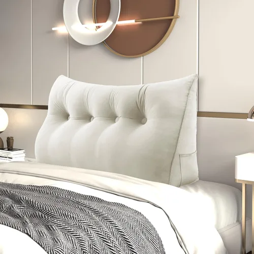 Miniatura 19 de Almohada de Cuña para Cabecero, Almohada Bolster Grande para Lectura, Almohadas para Sentarse en la Cama para Adultos, Cojín Triangular de Amarillo