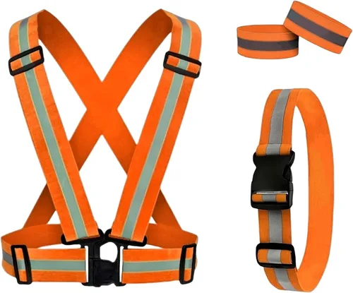 Miniatura 8 de Reflective Running Gear Reflective Vest & Reflective Armband & Reflective Belt 3 Pcs Set, High Visibility Reflective Gear Night Cycling Walking