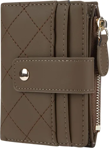 Miniatura 60 de Cartera de cuero para mujer, pequeña, compacta, plegable, con bolsillo para monedas con cremallera