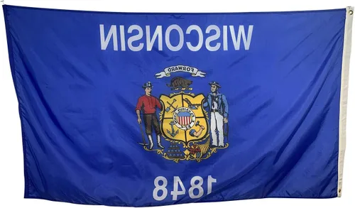 Miniatura 3 de Bandera del estado de Wisconsin de 2 x 3 pies, nailon para todo tipo de clima y costuras reforzadas en el extremo de la mosca, fabricada en Estados