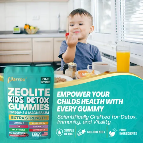 Miniatura 6 de Zeolite Kids - Gomitas 9 en 1 con zeolita, omega-3, magnesio, saúco, vitamina C, cardo mariano, vitamina D3, zinc, B12, sin azúcar