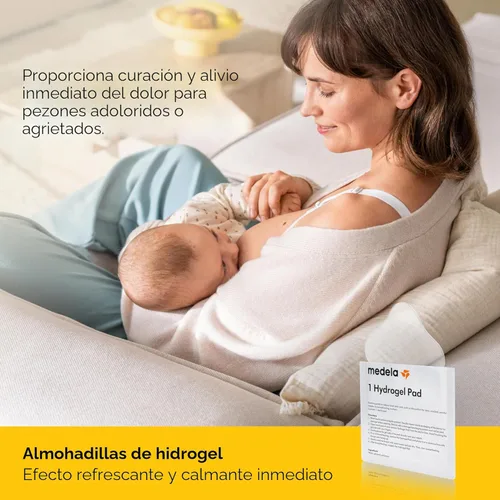 Miniatura 2 de Medela Almohadillas de Hidrogel, Alivio Instantáneo del Dolor para Pezones Agrietados o Doloridos por Amamantar y Extraer Leche, Humedad Refrescante