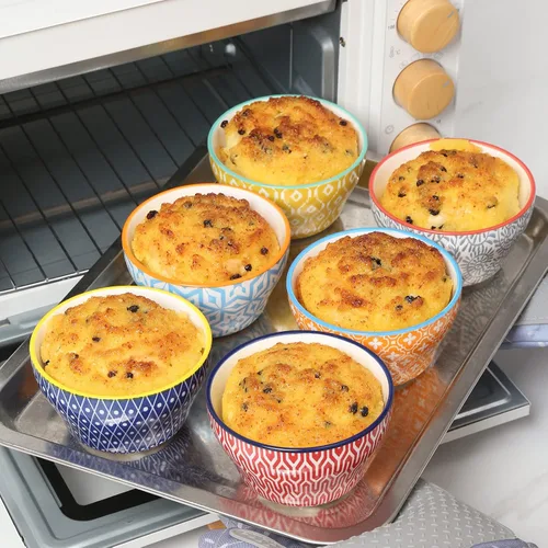 Miniatura 5 de Selamica Vasos de cerámica para caldo de 8 onzas, cuencos pequeños de 4 pulgadas, cuencos de postre para salsa de sopa, tazas de café, aptas