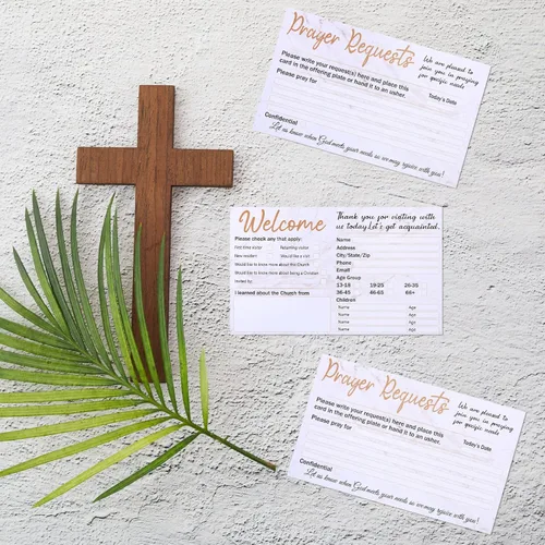 Miniatura 4 de Fainne Paquete de 200 tarjetas de visita a la iglesia de 3 x 5 pulgadas, pequeñas tarjetas decorativas de oración para oración para saludar y orar