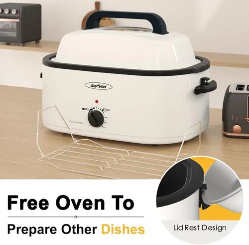 Miniatura 3 de Horno tostador Sunvivi, horno tostador eléctrico con tapa de visualización, horno tostador de pavo de 28 libras y 24 cuartos de galón con función