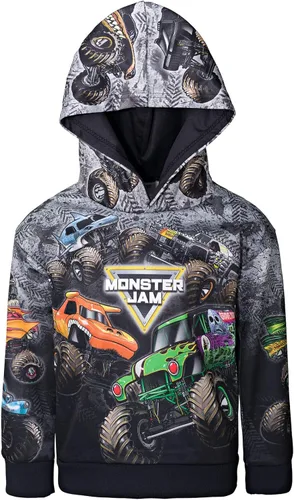 Monster Jam Zombie Grave Digger Megalodon - Sudadera con capucha de forro polar para niños pequeños a grandes