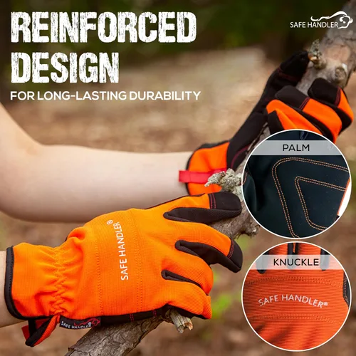 Miniatura 5 de SAFE HANDLER Guantes de alta visibilidad Alta visibilidad, comodidad transpirable, muñecas ajustadas, palma y nudillos reforzados, L/XL, 1 par