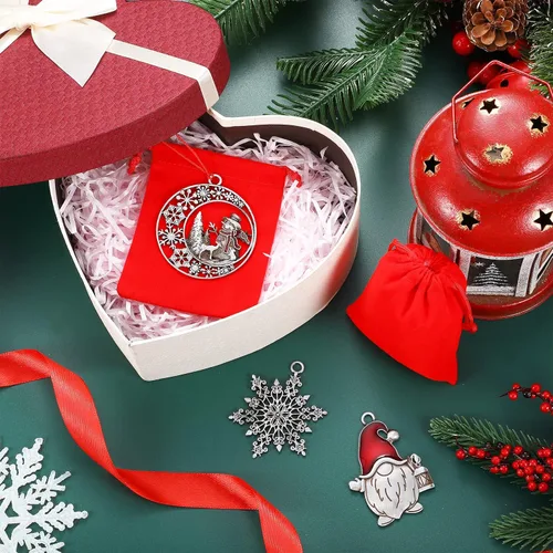 Miniatura 6 de Zhengmy 8 Piezas Adornos de Navidad 2025 Adorno de Árbol de Navidad de Peltre Sólido Gnomos de Metal Santa Ángel Muñeco de Nieve Manualidades