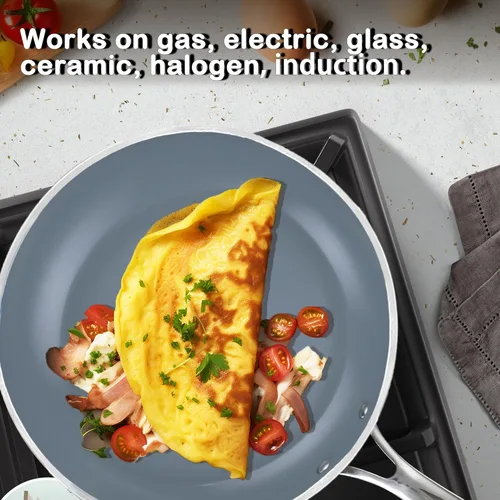 Miniatura 4 de Cook N Home Los juegos de ollas y sartenes clásicas de cerámica antiadherentes incluyen cacerola, sartenes, olla con tapas, utensilios de nailon