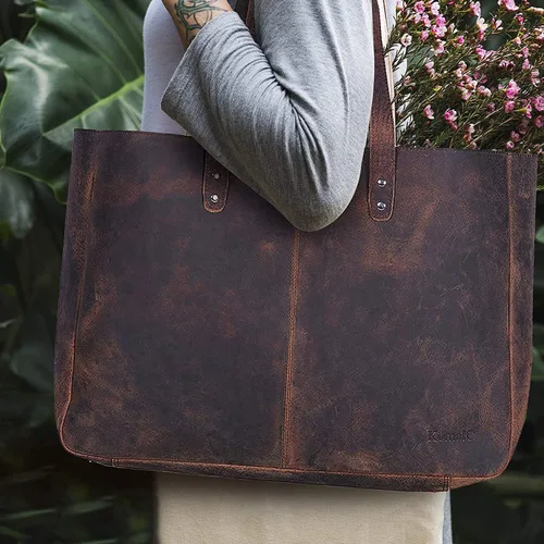 Miniatura 9 de KomalC Bolso de mano de cuero para mujer, bolso de viaje, bolso de compras, bolso de mensajero multiusos