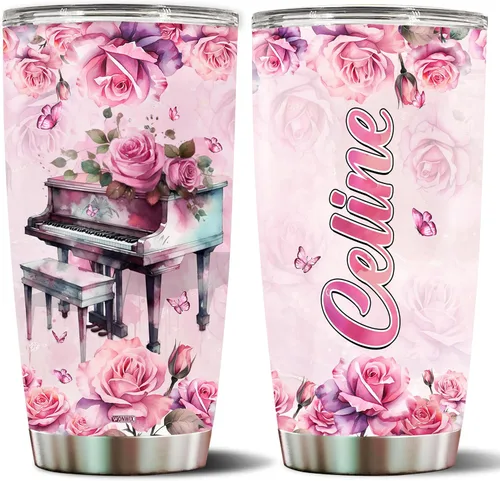 Regalos personalizados de piano para mujeres, vaso aislado de acero inoxidable de 20 onzas, botella de agua para pianistas, gran Navidad,