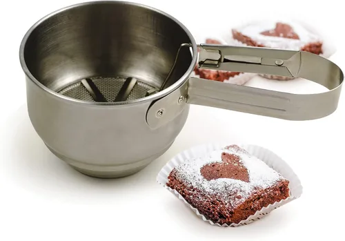 Miniatura 4 de RSVP International Endurance® - Tamiz vintage de acero inoxidable con una sola mano, 1 taza, para tartas superiores, tamizar harina, adobo