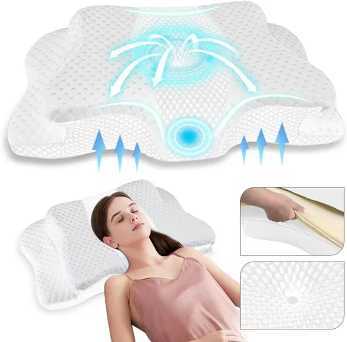 Miniatura 9 de Almohada Cervical para Alivio del Dolor y Soporte del Cuello, Almohada Ergonómica Ajustable para Dormir Cómodamente, Almohadas Ortopédicas de Espuma