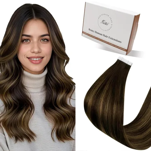 Miniatura 63 de Hetto Extensiones de cabello humano con nano cuentas, balayage, extensiones de cabello humano, color negro degradado a plateado, extensiones