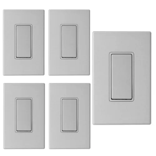 Miniatura 33 de ELEGRP Interruptor de luz decorativo de un solo polo con placa sin tornillos, 15 A 120-277 V, reemplazo del interruptor basculante de paleta
