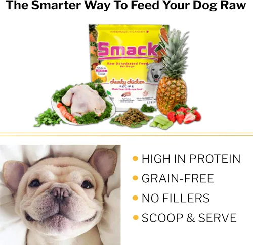 Miniatura 2 de Smack Pet Food - Alimento orgánico crudo deshidratado para perros, sin granos, sin gluten, alimentos crudos para perros (pollo grueso, 8.8 onzas)