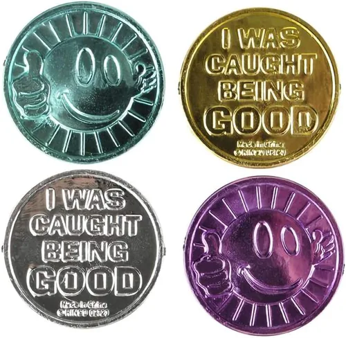 Miniatura 6 de The Dreidel Company Caught Being Good - Monedas de plástico (paquete de 50) 50 fichas - Incentivos de comportamiento en el aula y recompensas