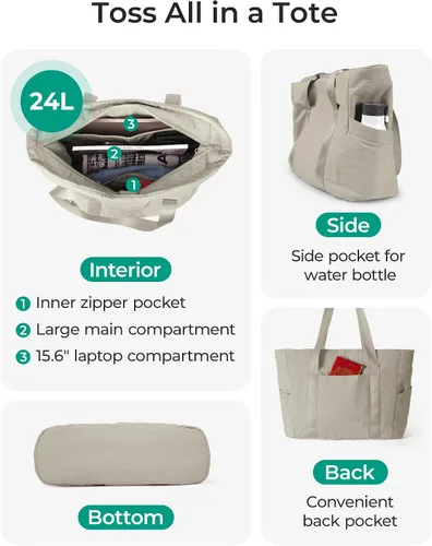 Miniatura 73 de BAGSMART Bolsa de mano para mujer con cremallera, bolsa de gimnasio con compartimentos, bolsa de trabajo para enfermera, baile, bolsa de yoga