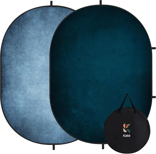 Miniatura 15 de Kate Backdorp plegable emergente de 5 x 6.5 pies, pantalla de doble cara azul y gris, fondo plegable y reversible 2 en 1 para fotografía, videos